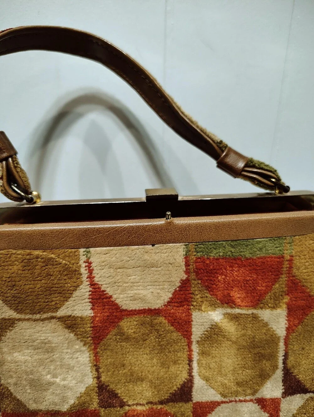Markay Tapestry Carpet Bag‎ Mid Century Mod Geometric Circles Vintage